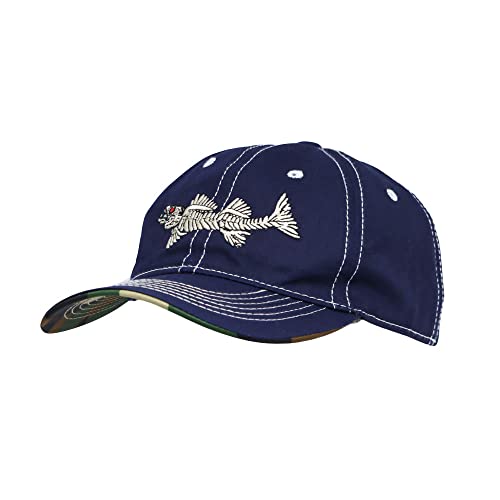 WITHMOONS Cotton Fishing Hat Fish Bone Embroidery Trucker Dad Baseball Cap YZ10119 - color: Navy