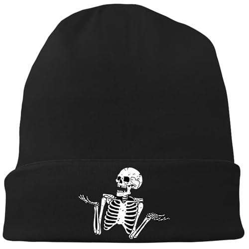 Black Knit Beanie Hat for Men Bear Classic Adult Beanie Cap Winter Warm Knitted Hat for Men Women Skull Hip Hop Cap for Men - color: Skeleton