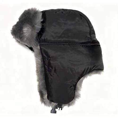 ASWER Trapper Warm Russian Trooper Hat Winter Skiing Cap Women Men Windproof - color: Y-black