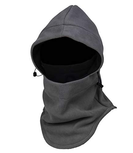 Warm Fleece Balaclava Ski Bike Full Face Mask Neck Warmer Winter Sports Cap - color: Grey Black