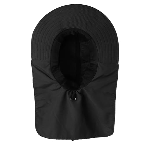 Falari Outdoor Sun Hat, Wide Brim with Neck Flap, Safari Hiking Gardening Fishing Hat - color: Black