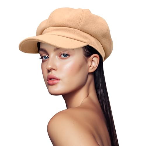 Beret Hats for Women Newsboy Hats Polyester Newsboy Cap Classic Autumn Winter Spring - color: Camel