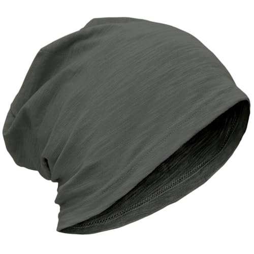 ROYBENS Lightweight 100% Cotton Slouchy Summer Beanie Men Women, Chemo Cap - color: 1pc Dark Gray, size: Medium