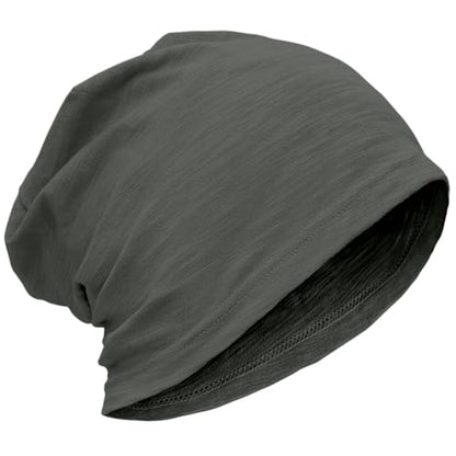 ROYBENS Lightweight 100% Cotton Slouchy Summer Beanie Men Women, Chemo Cap - color: 1pc Dark Gray, size: Medium