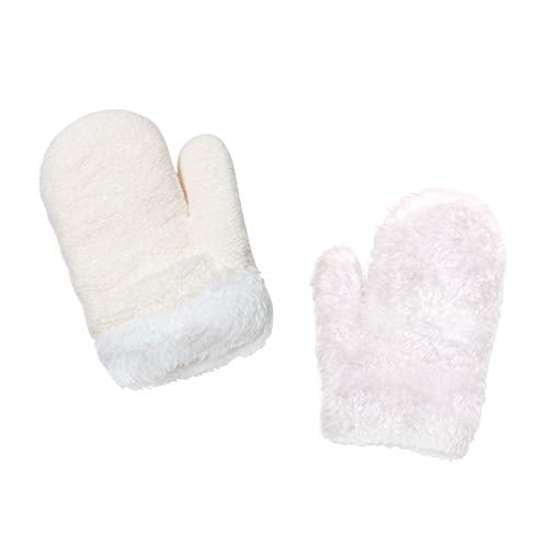 jerague Hats and Gloves Set for Kids Toddler Baby Girls Boys Warm Earflap Beanie Fleece Hats Mittens - color: White, size: 1-3T