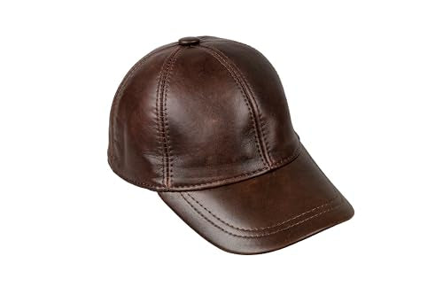 Genuine Leather Unisex Baseball Cap - color: Dark Brown