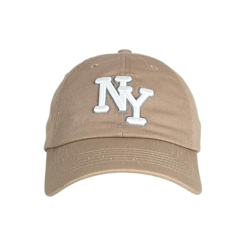 NY 3D Embroidered Dad Hat - New York Baseball Cap - color: Khaki