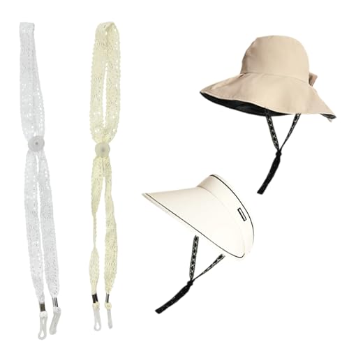 3PCS Lace Hat Straps, Adjustable Windproof Chin Cords for Sun Hats