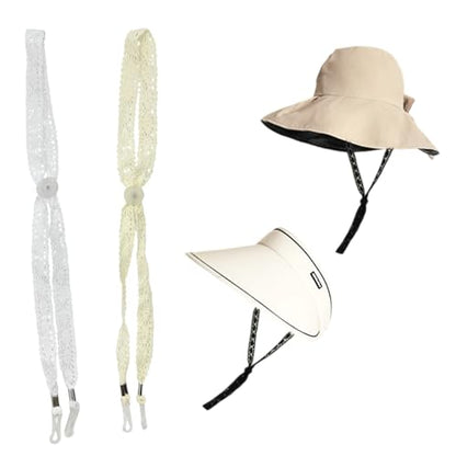 3PCS Lace Hat Straps, Adjustable Windproof Chin Cords for Sun Hats