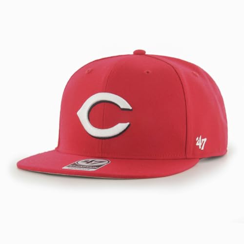 47 MLB Sure Shot Captain Hat Adjustable Structured 6-Panel Snapback Hat Cap, Adult One Size Fits All - color: Cincinnati Reds