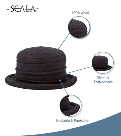 Scala Collezione Women's Boiled 100% Wool Cloche Hat - color: Teal