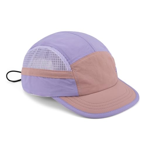 Clakllie Quick Dry 5 Panel Running Hat Breathable Mesh Hat Two-Tone Short Brim Hats Lightweight Baseball Cap Summer Sport Cap - color: Bs265p16-lavender