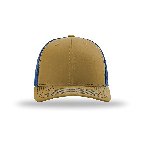 Richardson 112 Classic Six-Panel Adjustable Snapback Trucker Cap - color: Biscuit/True Blue