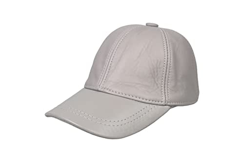 Genuine Leather Unisex Baseball Cap - color: Gray