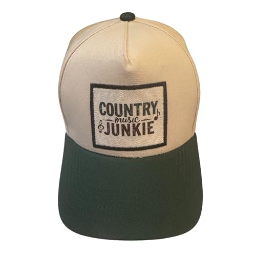 Popfizzy Funny Hats for Men and Women, Fun Adult Baseball Cap, Funny Birthday Gifts for Women and Men, Cool Dad Hat Gift Idea - color: Country Music Junkie (Green)