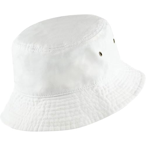Cotton Bucket Hat Packable Sun Hat – Unisex Summer Travel Beach Fisherman Hat for Men Women Outdoor Fishing Hiking - color: White, size: Large-X-Large