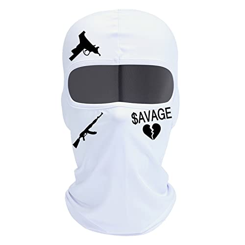 Single Hole Knit Cycling Head Cover Lightweight Ski Mask Exquisite Embroidery Black Classic Ski Mask Balaclava - color: White