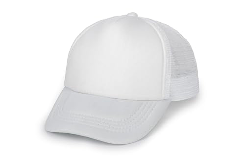 Kids-Girls-Trucker-Hat Adjustable-Baseball-Cap Toddler Mesh Sun Hats 2-6Y - color: White