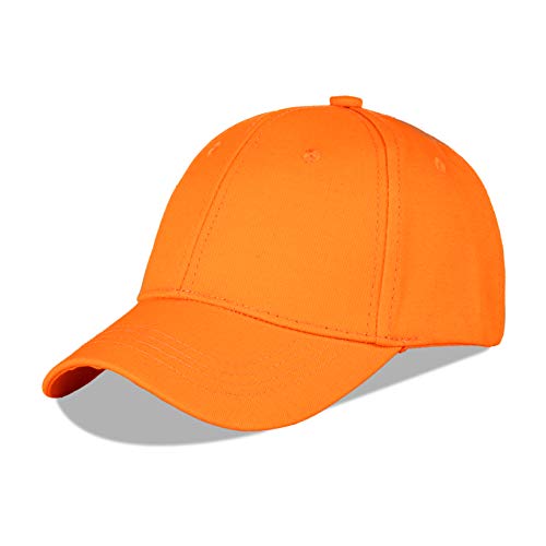 LANGZHEN Cotton Outdoor Toddler Girls Boys Plain Baseball Cap Baby Infant Structured Adjustable Hat for Kids Sun Hat - color: Classic Orange, size: Medium