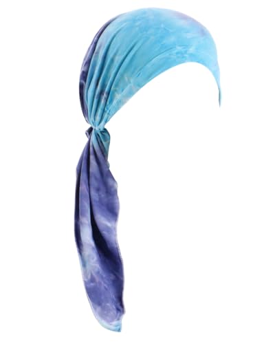 Chemo Headwear for Women Pre-Tied Head Scarf Coverings Scarves - color: Blue and Navy