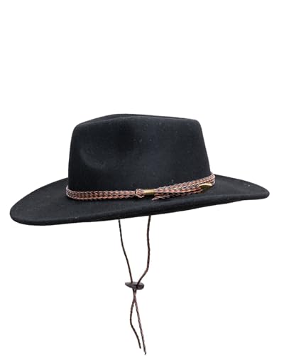 Outback Trading Company Men's 1392 Broken Hill UPF 50 Water-Resistant Crushable Australian Wool Western Cowboy Hat - color: Black, size: Medium