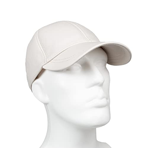 Genuine Leather Unisex Baseball Cap - color: Beige