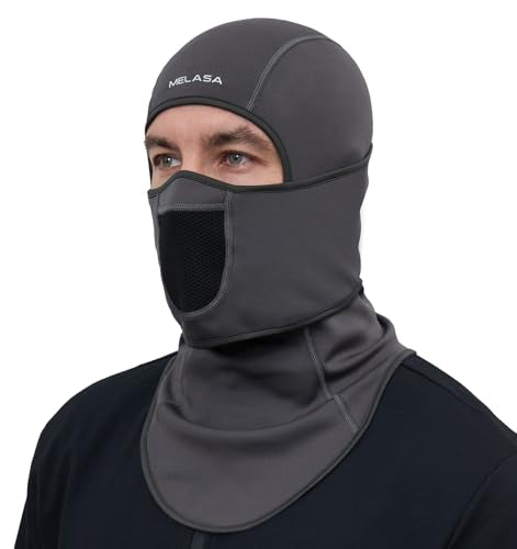 MELASA Winter Balaclava Face Mask for Cold Weather Thermal Fleece Ski Mask - color: Grey