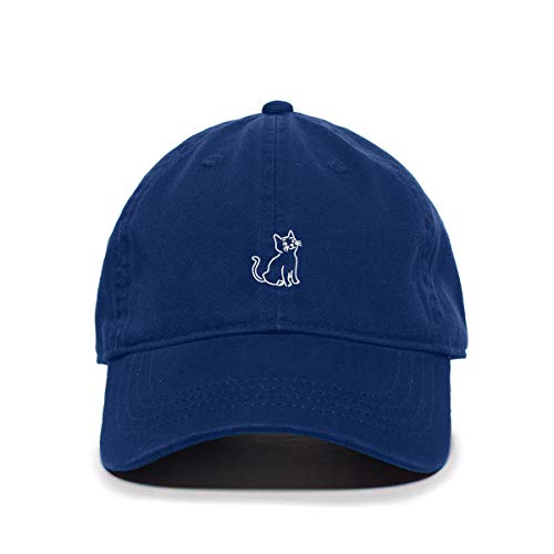 Cat Baseball Cap Embroidered Cotton Adjustable Dad Hat - color: Royal Blue