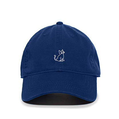 Cat Baseball Cap Embroidered Cotton Adjustable Dad Hat - color: Royal Blue