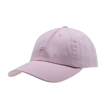 Plain Washed Cotton Adjustable 6 Panel Dad Hat Baseball Cap - color: Soft Pink/Soft Pink