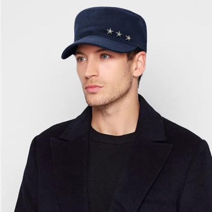 Cadet Hat Flat Top Hats Army Military Caps for Men Women - color: Navy D