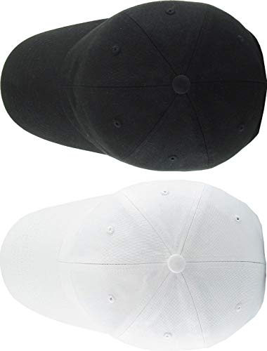 KBETHOS Classic Unisex Cotton Adjustable Low Crown Baseball Cap – Plain Dad Hat - color: Black + White (2 Pack)