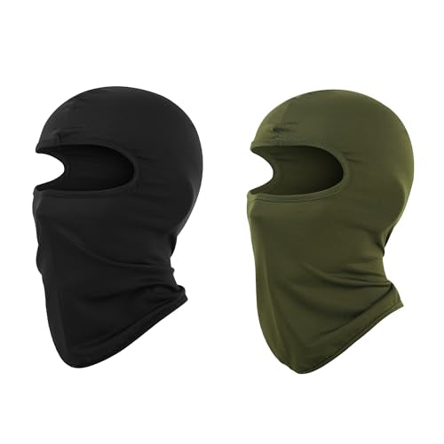 Pukavt 1-3 Pack Kids Balaclava Ski Mask for Boys and Girls - color: Black/Army Green-2pk(thin )