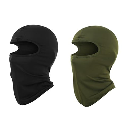 Pukavt 1-3 Pack Kids Balaclava Ski Mask for Boys and Girls - color: Black/Army Green-2pk(thin )