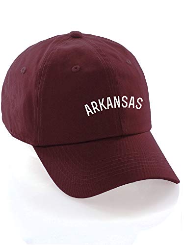 Daxton USA Cities Baseball Dad Hat Cap Cotton Unstructure Low Profile Strapback - color: Arkansas Burgundy White
