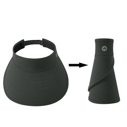 WANDER Sun Visor Hat Wide Brim Packable Large Beach Cap for Women - color: Dark Grey