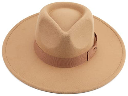 Pro Celia Big Wide Brim Women Fedora Hat - color: Peach-camel