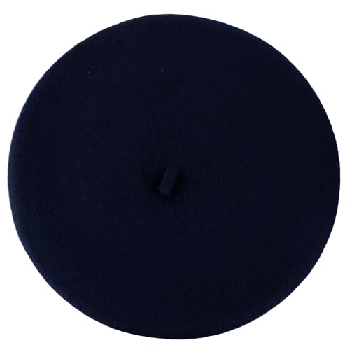 ZAKIRA Wool French Beret for Men & Women, Plain - color: Navy