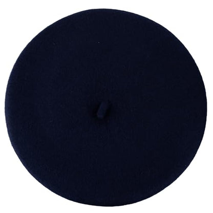 ZAKIRA Wool French Beret for Men & Women, Plain - color: Navy