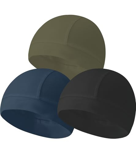 Cotton Skull Caps for Men Women Beanie Chemo Headwear Sleep Hat - color: Set C-black,navy,army Green