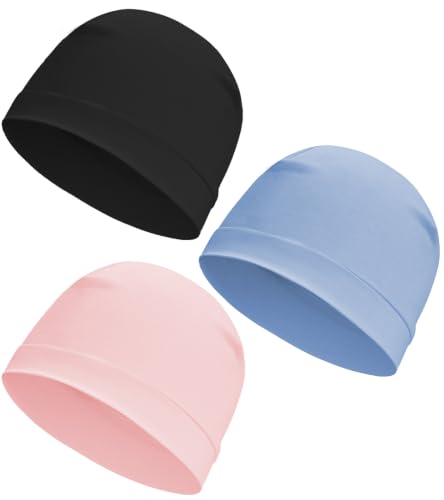 Cotton Skull Cap Sleep Cap Beanie Helmet Liner for Men Women - color: Set G-black,light Blue,pink