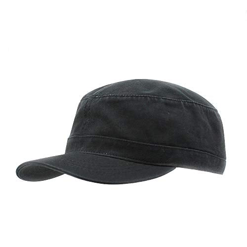 The Vintage Year Heavy Stitch Washed Cotton Cadet Hat Military Army Cap - color: Black, size: One Size