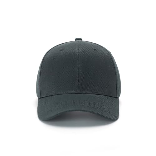 ZH Plain Adjustable Baseball Cap - Lot of 12 Unisex Blank Design Caps - color: Dark Gray