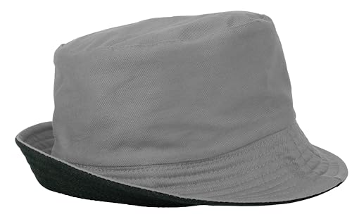 Gelante Reversible Bucket Hat for Men and Women - Cotton, Outdoor Sun Protection Bucket Hats. - color: Light Gray/Black