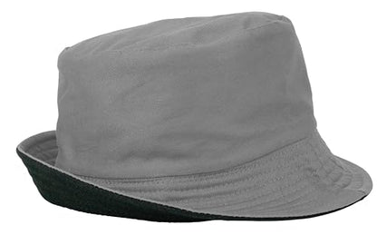 Gelante Reversible Bucket Hat for Men and Women - Cotton, Outdoor Sun Protection Bucket Hats. - color: Light Gray/Black