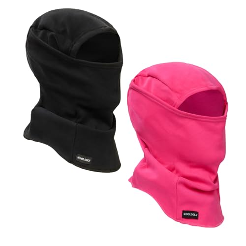 KOOLSOLY Ski Mask Balaclava Cold Weather Warm and Fleece Face Mask Neck Warmer Full Face Mask for Men&Women - color: Black*red