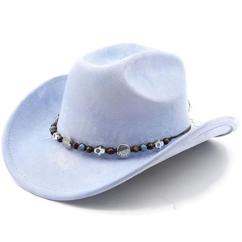 Lifup Western Cowboy Hat for Women Men Cowgirl Fedora Hat - color: Light Blue 2