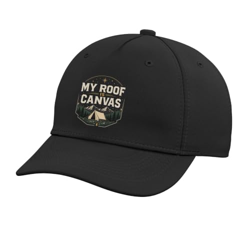 My ROOF is Canvas Camping Camper Outdoor Tent Adjustable Baseball Hat - color: Black
