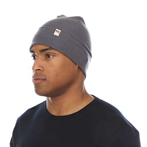 100% Merino Wool Cuff Beanie - Warm Winter Hat - Novelty Beanie - Toque - color: Charcoal Gray