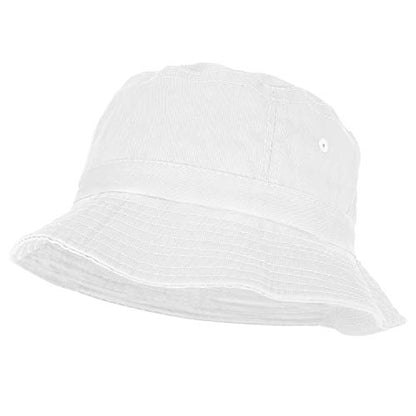 Armycrew Pigment Dyed Washed 100% Cotton Unisex Bucket Hat - color: White